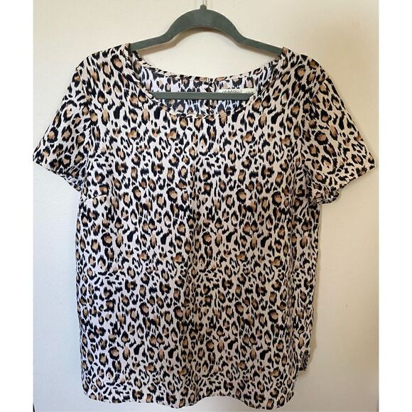 Faded Glory Leopard Short Sleeve lightweight Blouse - Picture 1 of 3